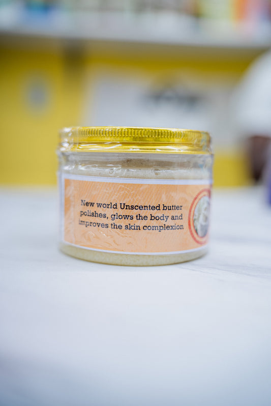 New World Body Butter - Unscented Raw Shea Butter - Body & Hair Moisturizer